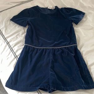 Gap Girls Navy Velvet Romper size 8